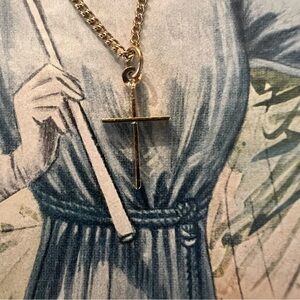 Vintage Gold Cross Pendant Necklace from the 70s and 80s
